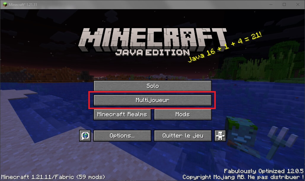 Menu principal de Minecraft