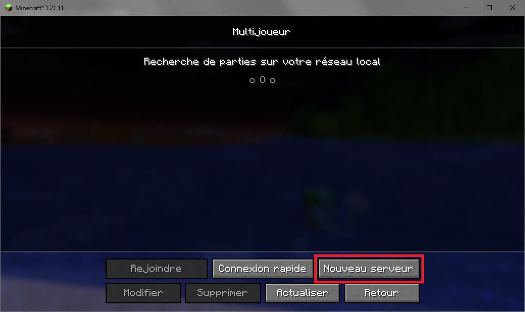 Menu multijoueur de Minecraft